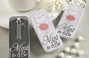 Bride and Groom Mint Tin Favors Slide Open with Heart Mints