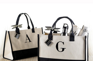 “Cosmopolitan Home” Canvas Initial Tote