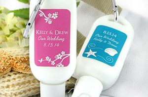 Personalized Sunscreen Wedding Favor with Carabiner Clip