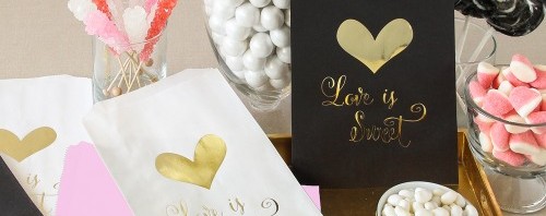 "Love is Sweet" bridal treat bags