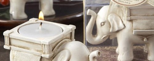 Antique Ivory Elephant Tea Light Holder